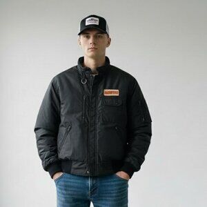 Vintage 1980's Pla-Jac Schinder National Racing Bomber Trucker Jacket Men's 42